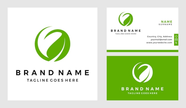 Vector harmony leaf yin yang logo with business card design