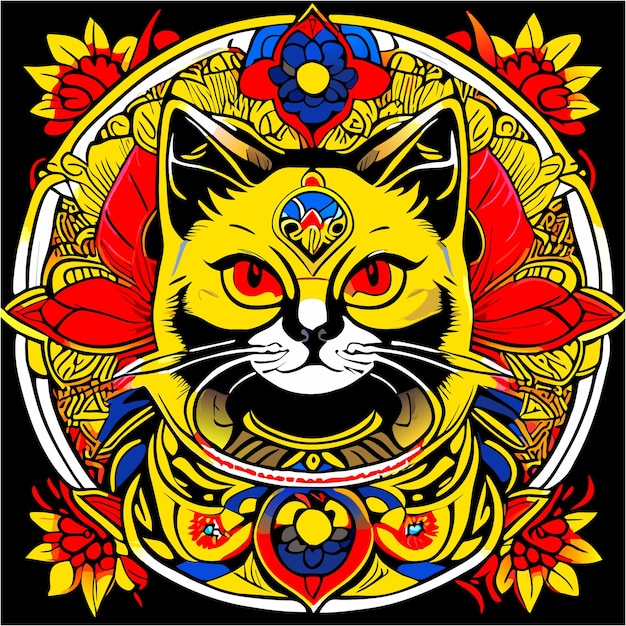 Armonia nei punti gatto himalayano con design a maglietta mandala terroso