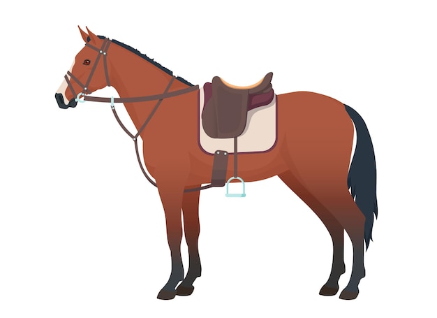 Vector harnessed horse standing