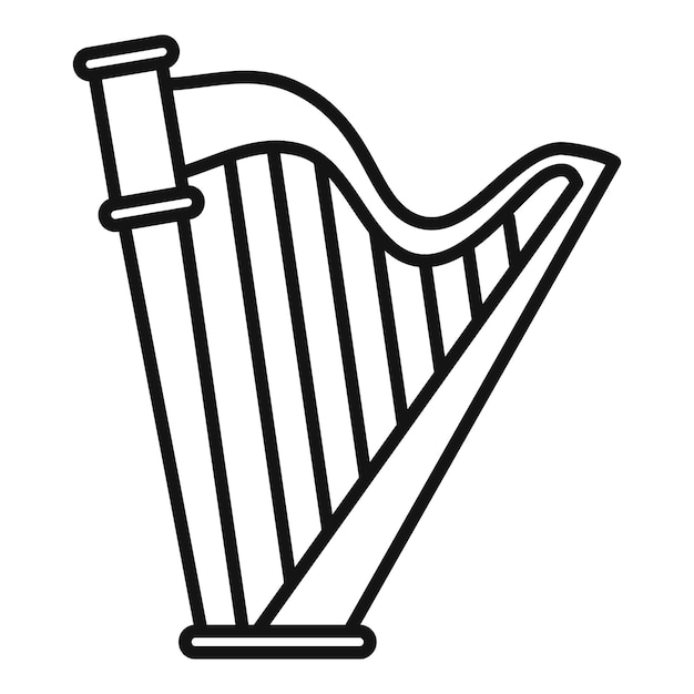 Vector harp art icon outline harp art vector icon for web design isolated on white background