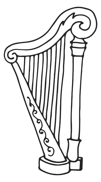 Harp doodle Klassiek muziekinstrument lijn icoon