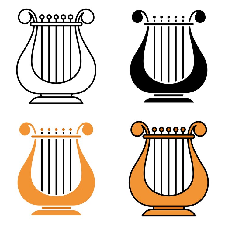 Harp in flat style isolated