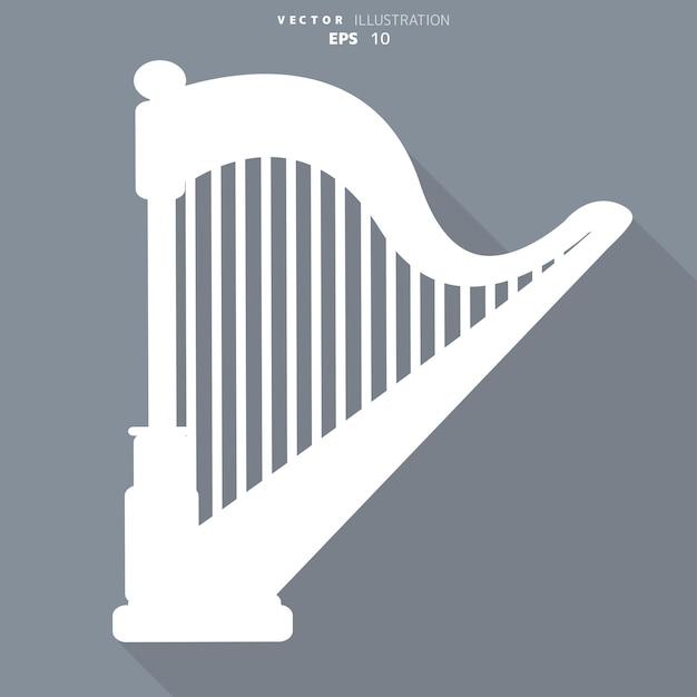 Vector harp icon msic instruments