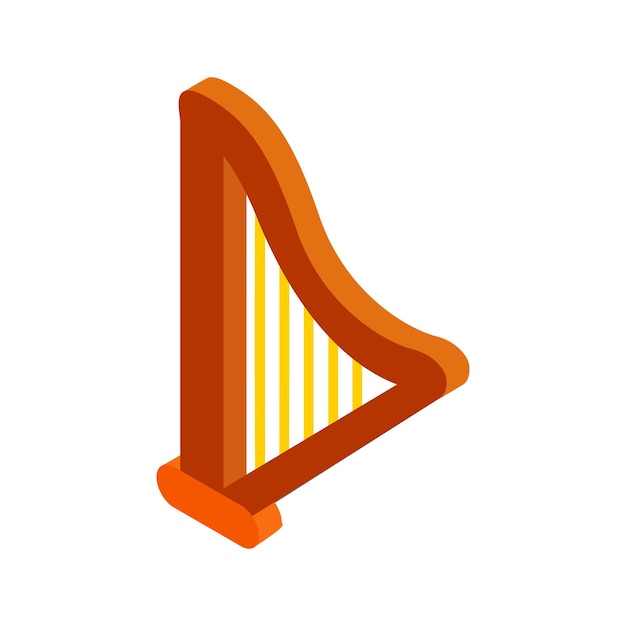 Vector harp isometric 3d icon on a white background