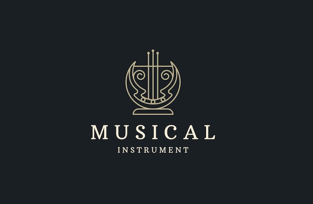 Harp muziekinstrument logo pictogram ontwerp sjabloon platte vector