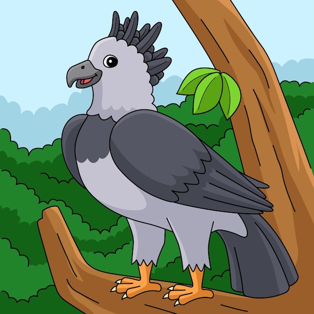 Harpy eagle animal colored cartoon illustration