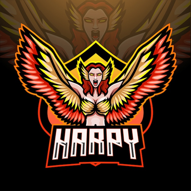 Harpy esportロゴマスコットデザイン