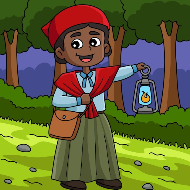 Harriet tubman del cartone animato a colori del diciannovesimo