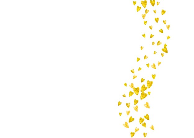 Vector hart achtergrond met gouden glitter harten valentijnsdag vector confetti hand getekende textuur