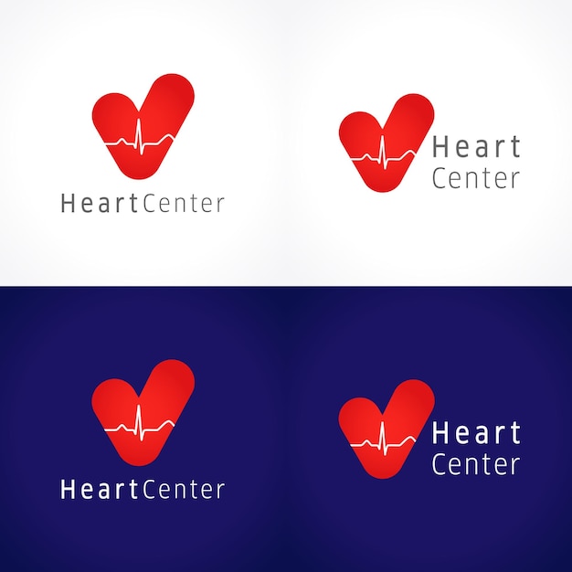 Hart centrum logo concept. Vectorontwerp, het logo van de cardiologiekliniek. Pictogrammen idee.