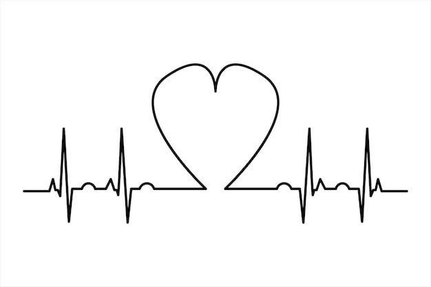 Hart continue één lijn kunst tekening kleur vorm Liefdesteken omtrek Vector illustratie
