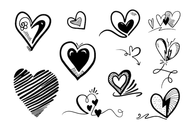 Hart doodle liefde vectorillustratie