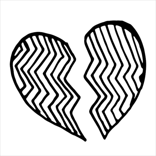 Hart doodles handgetekende liefde illustraties zwart voorgevormde hart vector geïsoleerd op een witte achtergrond