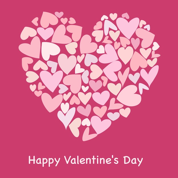 Hart een symbool van liefde en Valentijnsdag Een groot hart gemaakt van kleine veelkleurige harten Vector illustratie