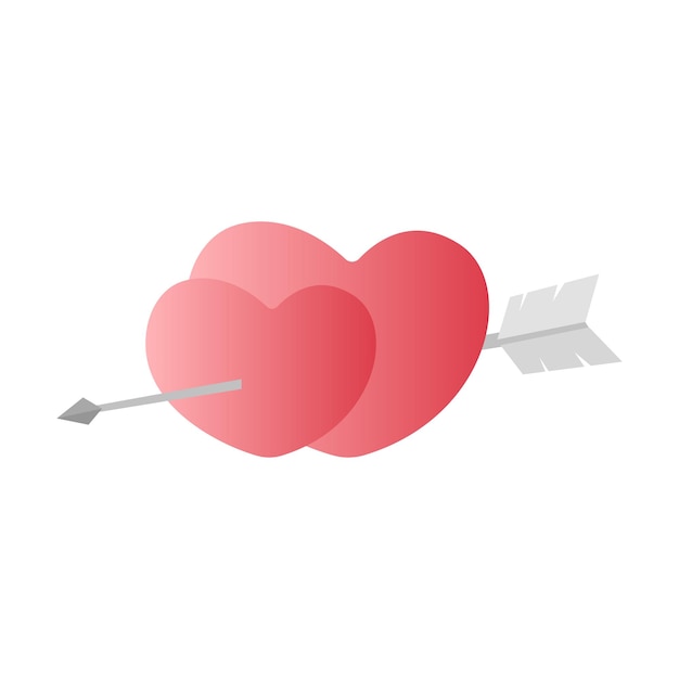 Hart en geliefde pijl cartoon vector illustratie geïsoleerd object