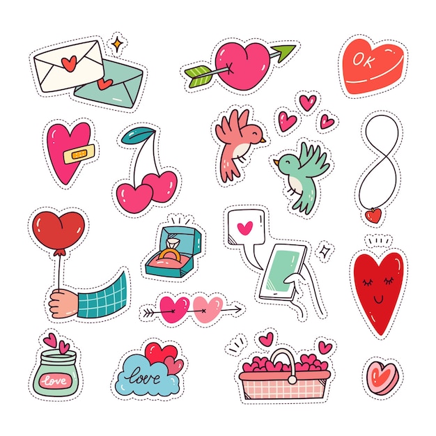 Hart en liefde sticker set mode patch collectie