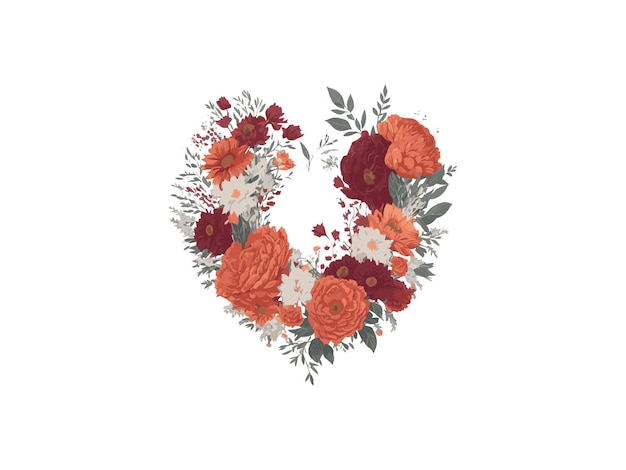 Hart gemaakt van rozen en bloemen Valentijnsdagen Vrouwen Moederdag Vector Illustratie Frame Clipart