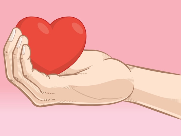 Hart Hand vasthouden Liefde geven genegenheid
