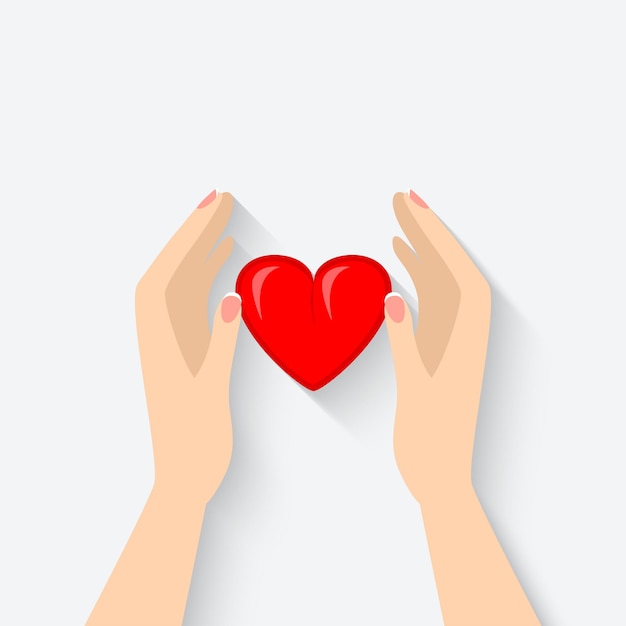 Hart in handen liefdadigheidssymbool