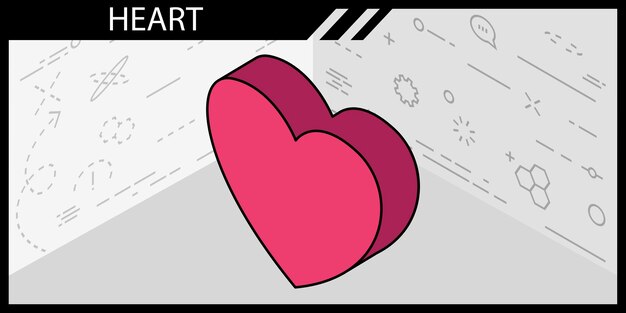Hart isometrisch ontwerp pictogram Vector web illustratie 3d kleurrijke concept