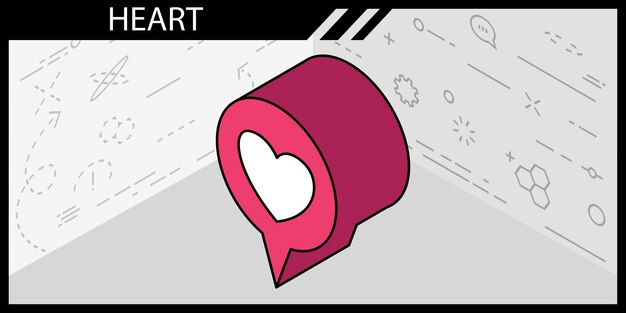 Hart isometrisch ontwerp pictogram Vector web illustratie 3d kleurrijke concept