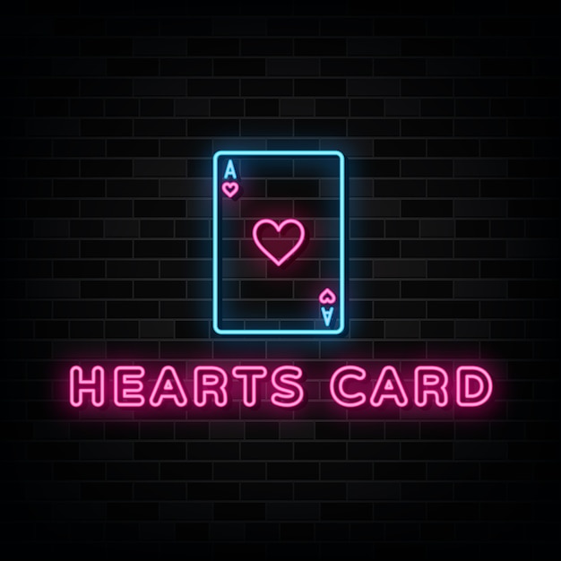 Vector hart kaart neon teken. ontwerpsjabloon neon teken