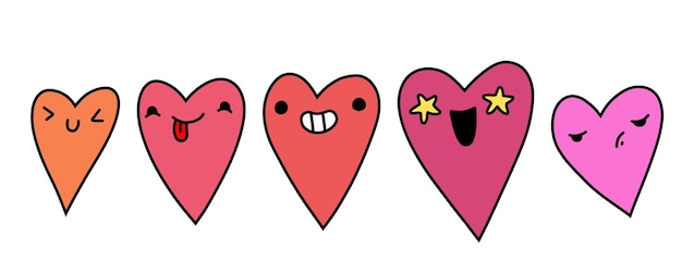 Hart karakter Cartoon hart emoji Voorraad vector sticker vlakke afbeelding op een witte achtergrond