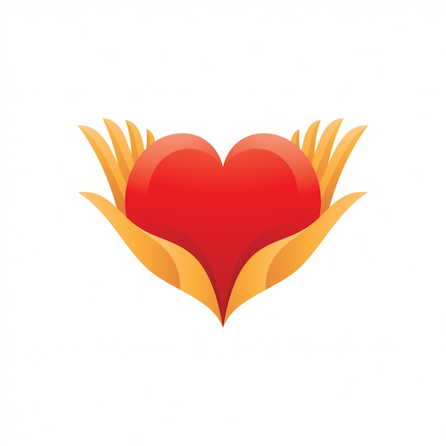 Hart liefde en zorg hand logo