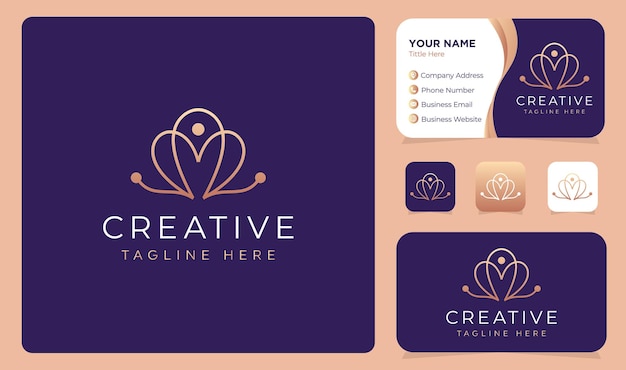 Hart liefde lotusbloem yoga spa logo ontwerp vector met sjabloon voor visitekaartjes