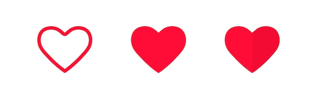 Hart liefde set rode pictogrammen Plat eenvoudig ontwerp Vector geïsoleerde illustratie