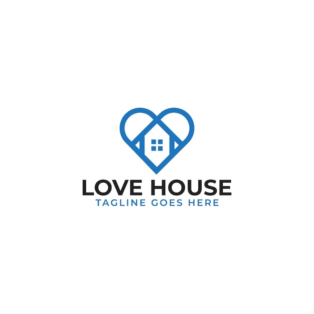 Hart liefdeshuis, home logo icoon eenvoudig en minimaal