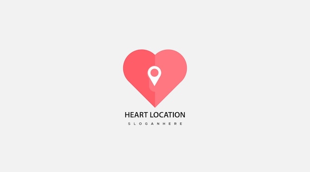 Hart locatie logo ontwerp hart kaart logo