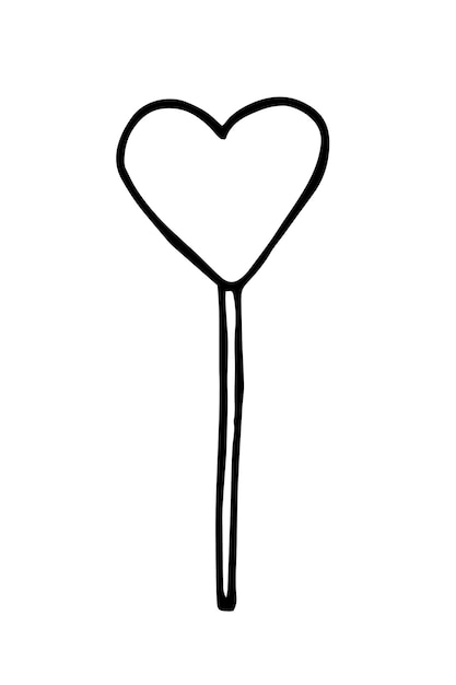 Hart lollipop Hand getrokken doodle zoete lolly Love allday sucker geïsoleerd