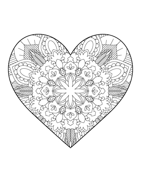 Hart met bloemenmandala. Hart Mandala.Love.Ornamental hart met mandala.Mehndi bloem hart.