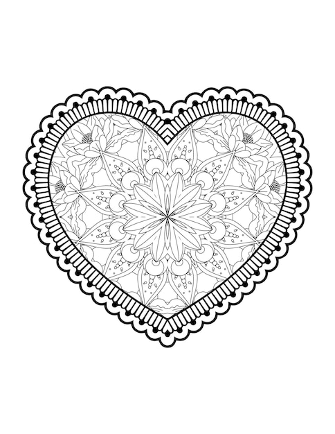 Hart met bloemenmandala. Hart Mandala.Love.Ornamental hart met mandala.Mehndi bloem hart.