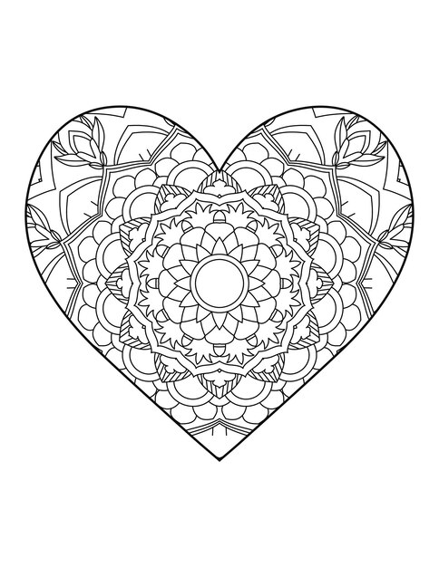 Hart met bloemenmandala. Hart Mandala.Love.Ornamental hart met mandala.Mehndi bloem hart.