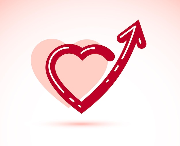 Hart met pijl omhoog vector eenvoudig icoon of logo ontwerp geïsoleerd gevoel hoog concept emoties en gevoelens dating sites valentijnsdag