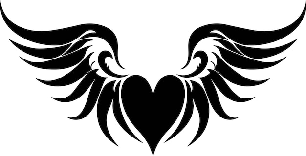 Hart met vleugels voor tatoeage en sticker