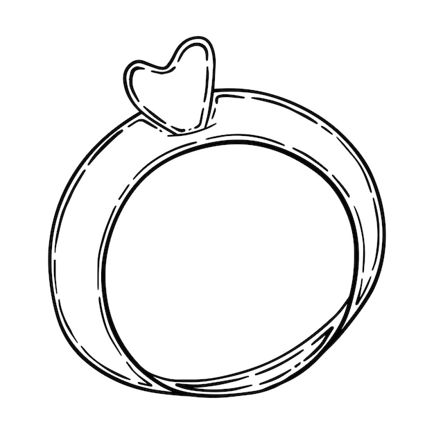 Hart ring vinger sieraden doodle lineaire cartoon