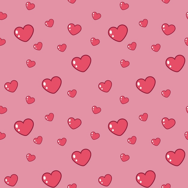 Hart roze naadloos patroon op een witte achtergrond Liefde Valentijnsdag Vectorillustratie