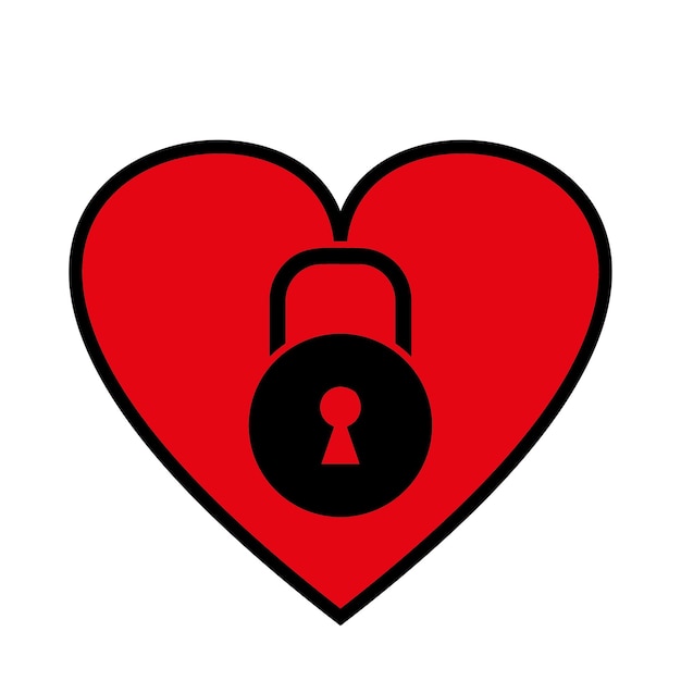 Hart vorm hangslot vector rood pictogram ontwerpconcept liefde slot valentijnsdag symbool