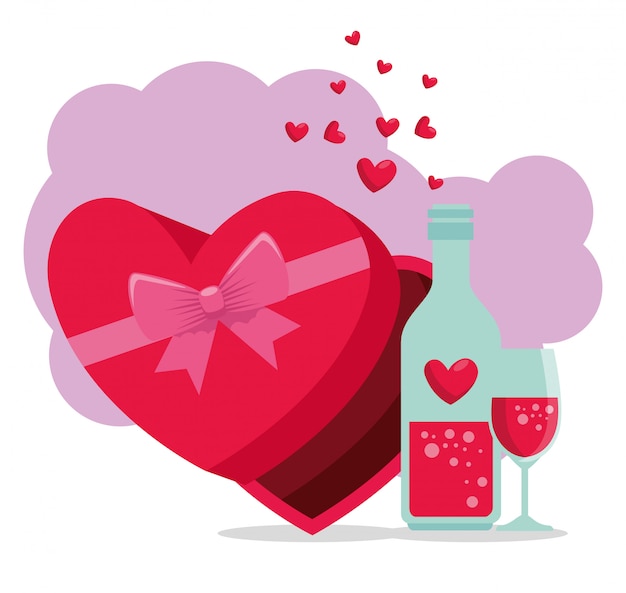 Hartchocolade en liefdedrank tot valentijnskaartdag