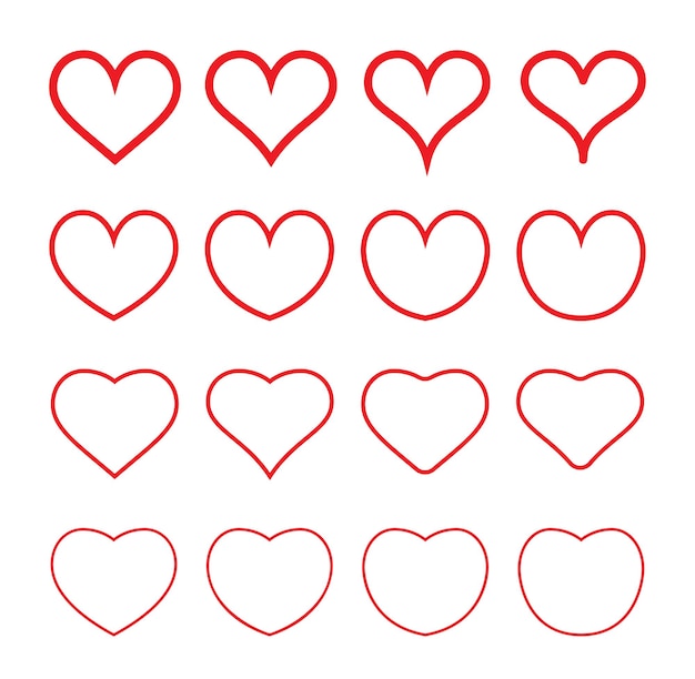 Harten Icons Set St Valentijnsdag februari Kan worden gebruikt voor medicijnen of fitness