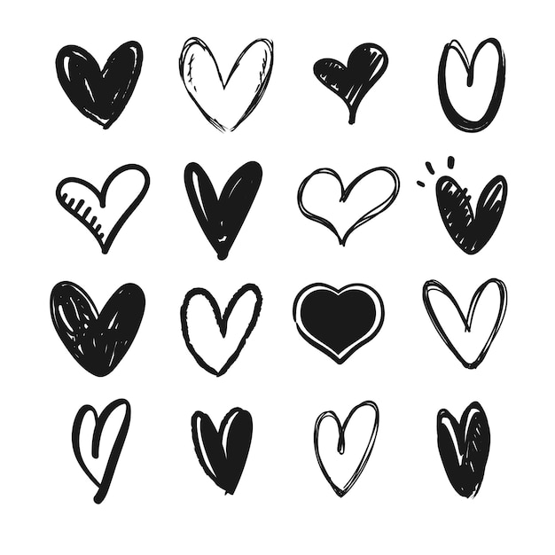 harten met de hand getekende hartvormige iconen