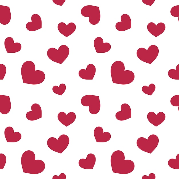 Harten patroon Cute Valentine dag naadloze achtergrond met rode symbolen van liefde Viva magenta kleur Vector illustratie