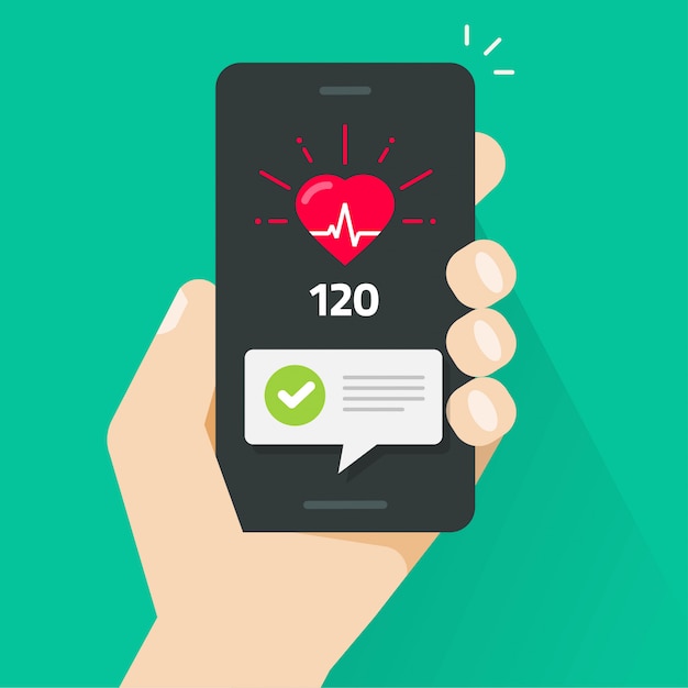 Hartgezondheidscontroletest op mobiele smartphone app tracker persoon hand