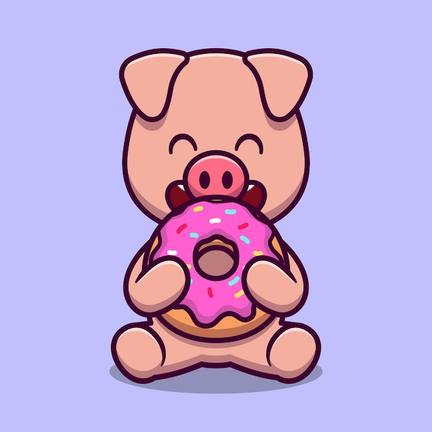 Vector hartje eten donut cartoon vector pictogram illustratie