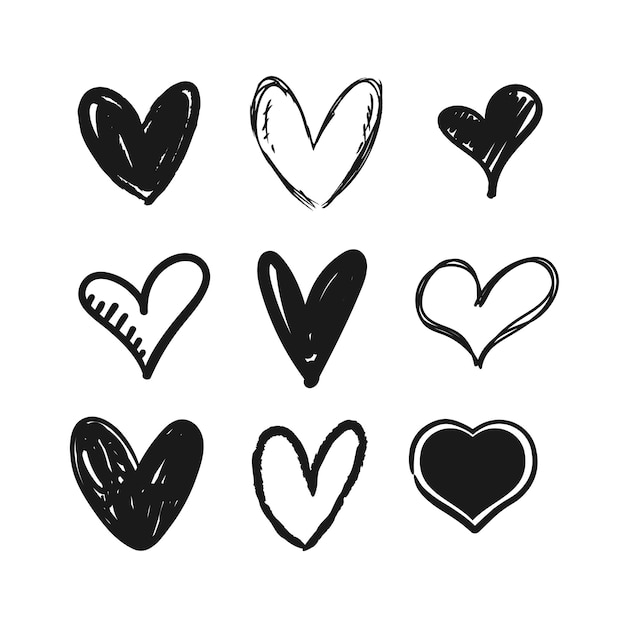 Hartpictogram doodles Hand getrokken liefdesymbool