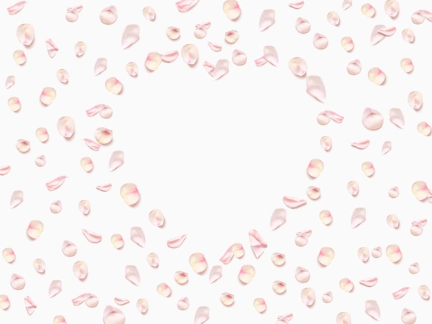 Hartvorm gemaakt van roze rozenblaadjes geïsoleerd op de achtergrond