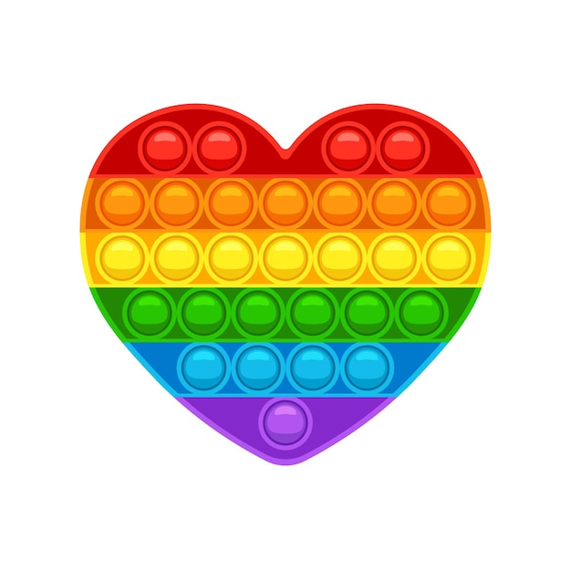Hartvorm pop it Trendy anti-stressspel voor kinderen Handspeelgoed met duwbubbels in regenboogkleuren